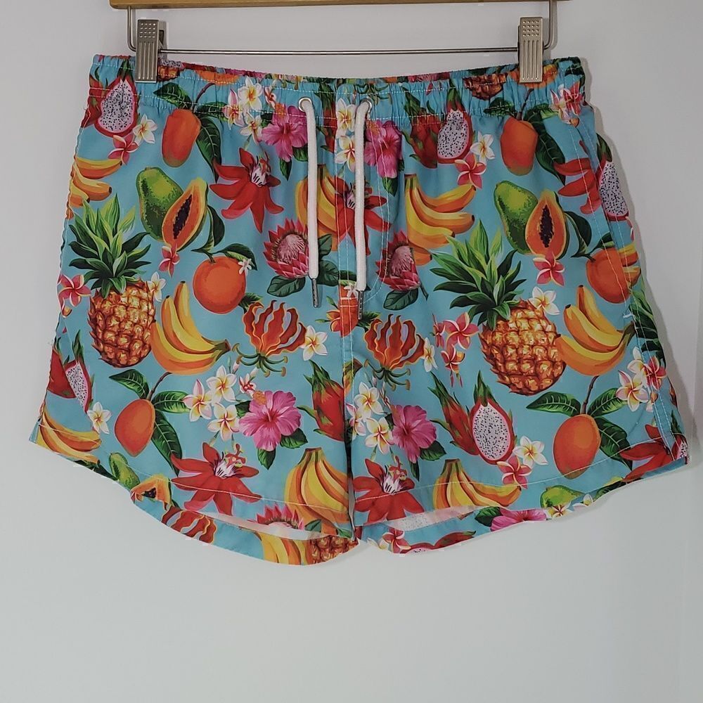 Knobs by Ryan Hill Men's Tropical Fruit Swim Trunks Size XL